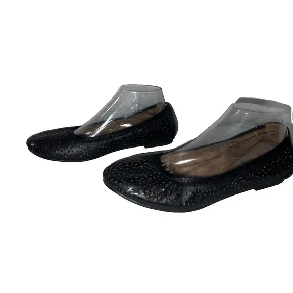 Vionic Shoes Women's Size 8.5M Black Leather Robyn Perforated Ballet Flats - Picture 5 of 9
